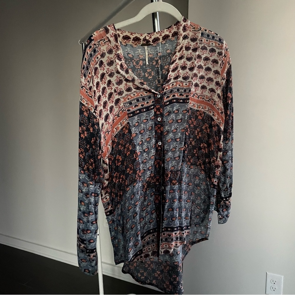 Free People Patterned Button Top - image 1